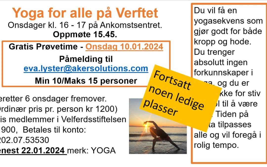 Fortsatt noen ledige plasser på Yoga